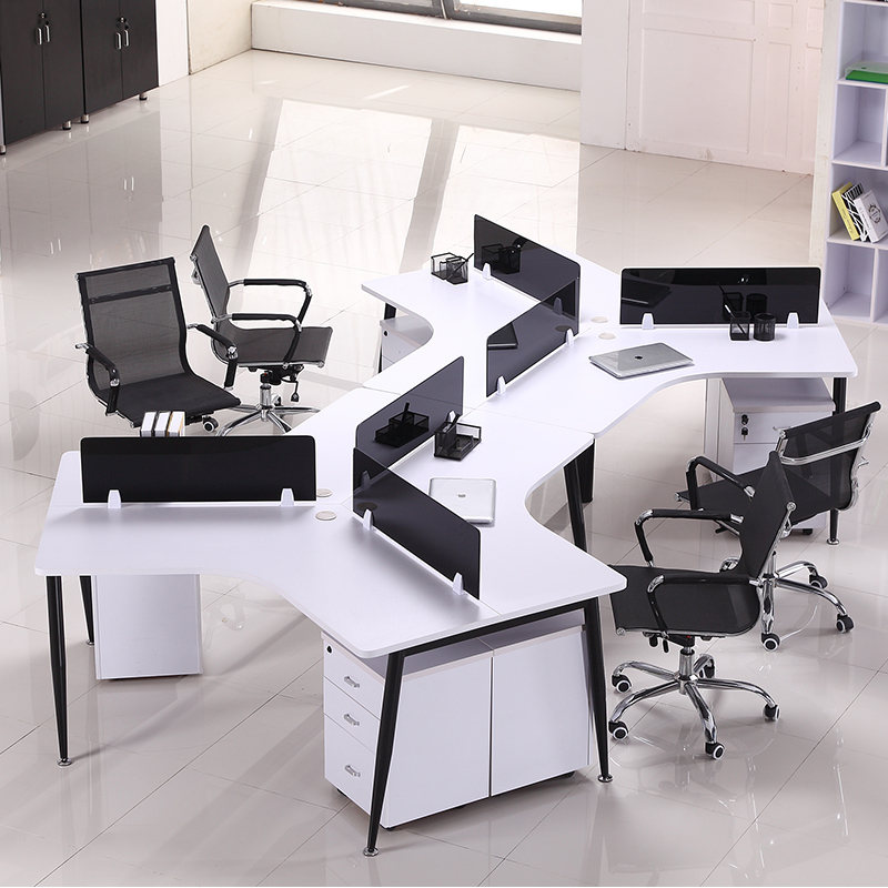 廈門辦公家具 三人異形辦公桌敞開式組合位屏風，打造高效協作空間